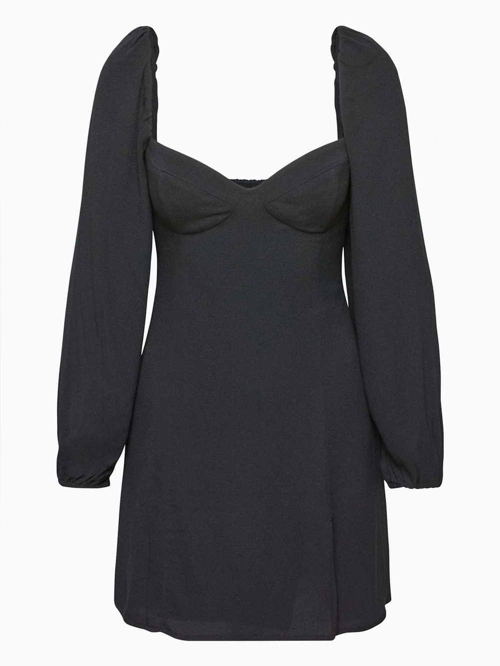 Aritzia Wilfred Novella Dress - Black Crepe Puff Sleeve Mini Dress